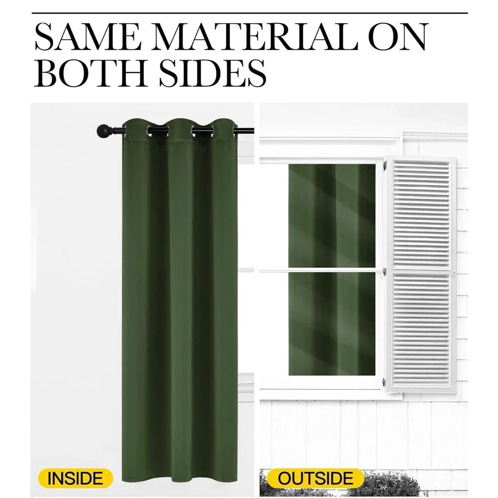 NICETOWN Dark Green Blackout Cafe Satin Curtains For Small Windows, 42